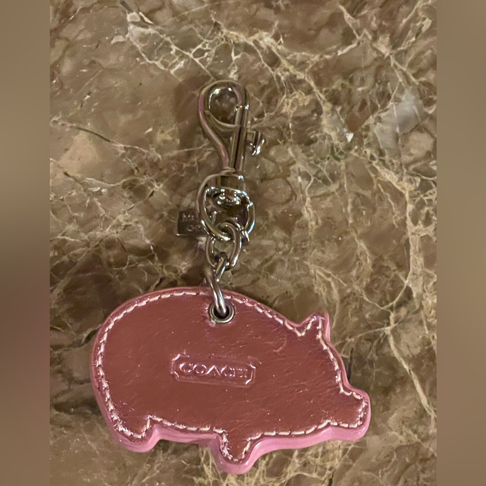 COACH HTF Crystal Gem-Studded Pink Pig Bag Charm Key Fob - Picture 10 of 17